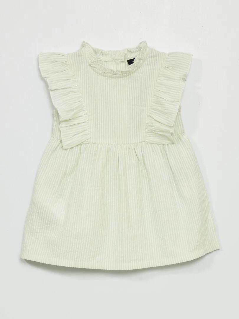 Robe à rayures en coton - Vert