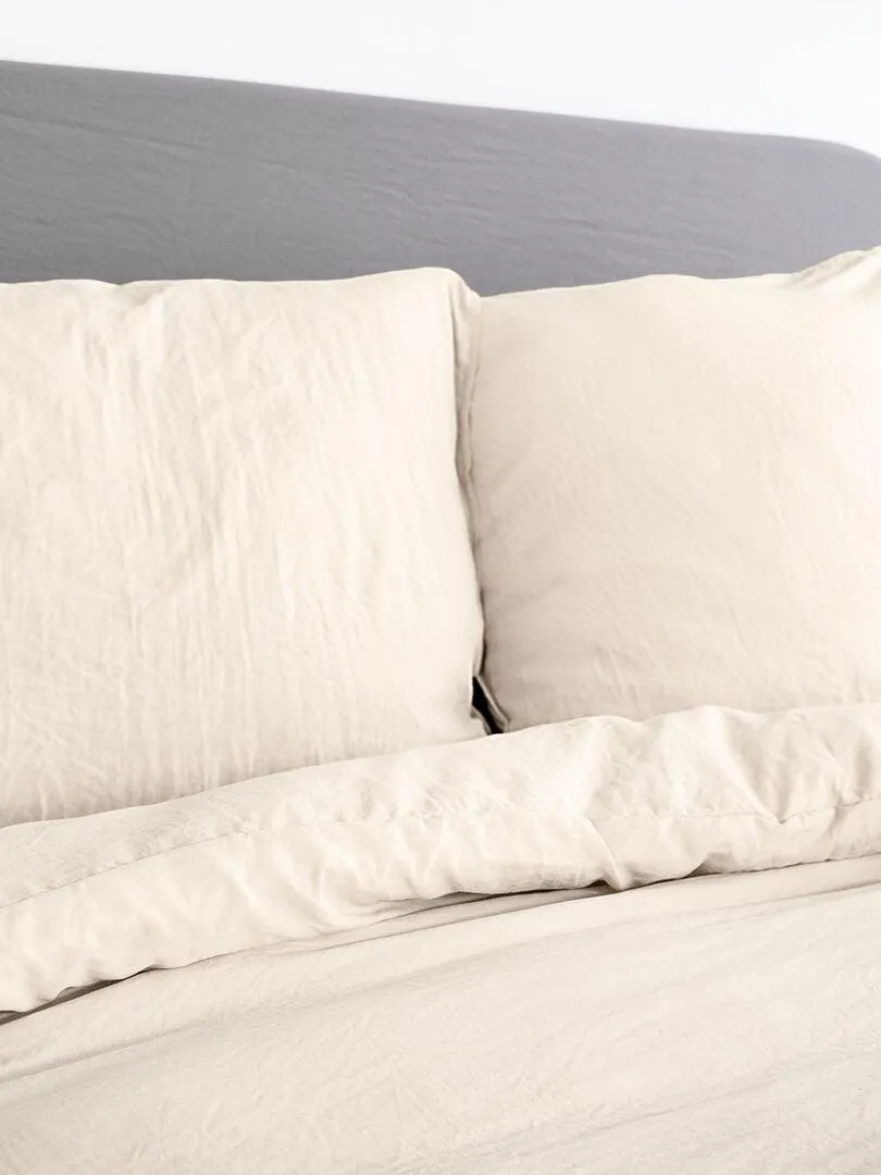 Parure de lit unie ultra douce - 2 personnes - Sable