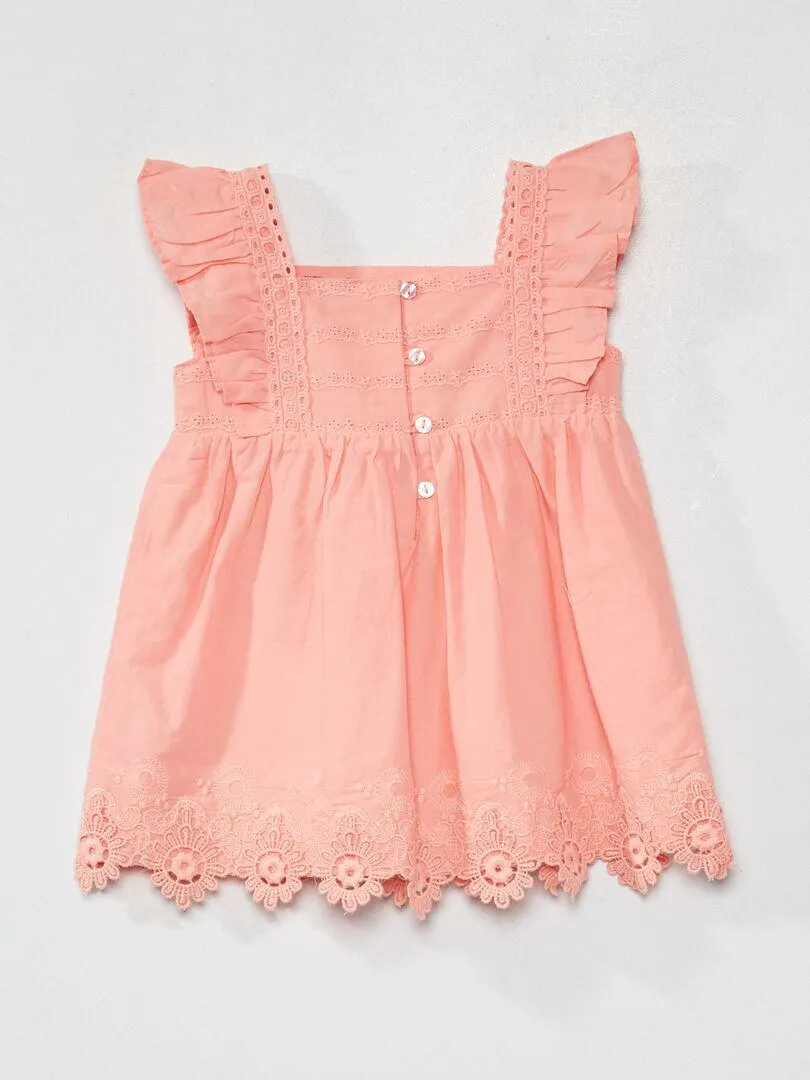 Robe en voile de coton - Rose