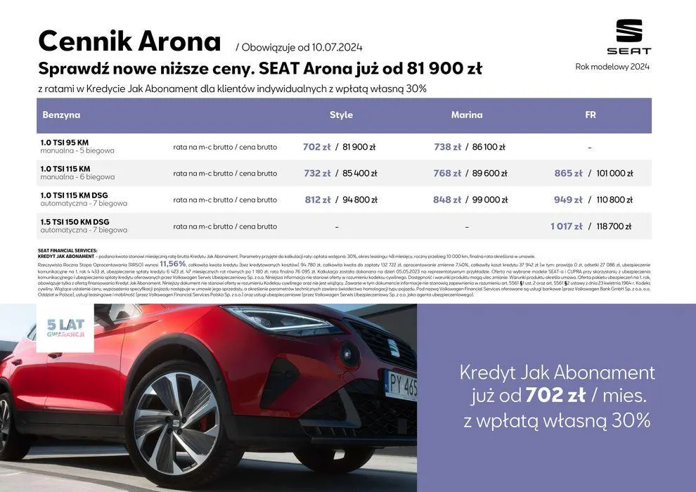 Gazetka SEAT Arona - Katalog i cennik od 11 lipca do 11 lipca 2025 - Strona 5