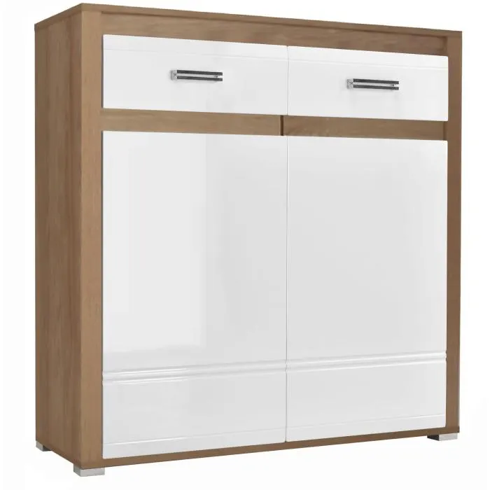 Biała komoda dwudrzwiowa 105cm hikora naturalna GRAND