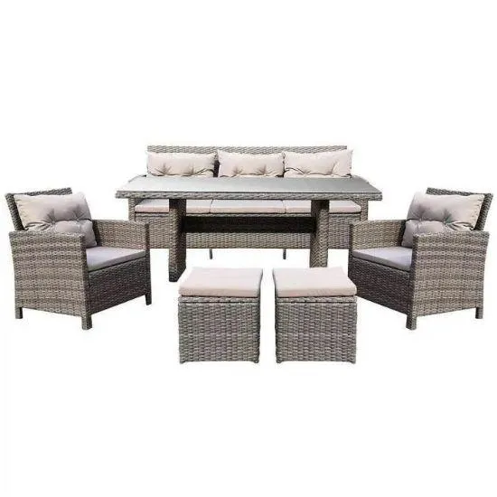 Komplet technorattan New York 6 cześci - szary