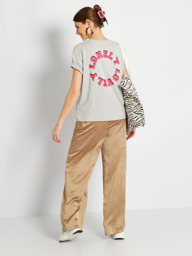 T-shirt 'lonely lovely' - Gris