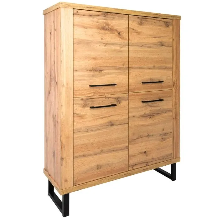 Industrialna komoda czterodrzwiowa dąb wotan 110cm LOFT