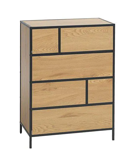 Cassettiera 6 cassetti TRAPPEDAL rovere/nero