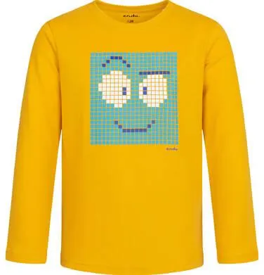 T-shirt z długim rękawem dla chłopca, z motywem komputerowym, pomarańczowy, 3-8 lat