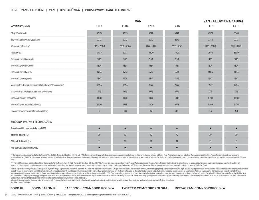 Gazetka FORD TRANSIT CUSTOM od 16 kwietnia do 16 kwietnia 2025 - Strona 14