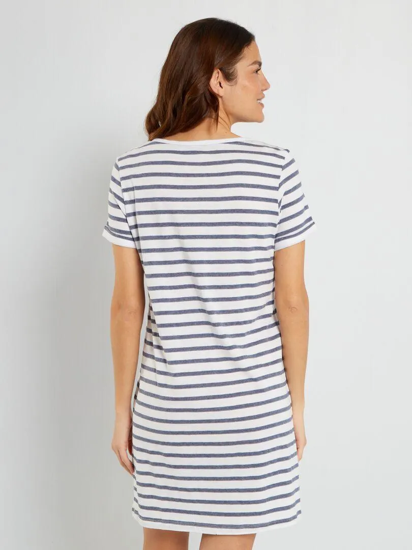 Chemise de nuit à rayures - blanc/bleu