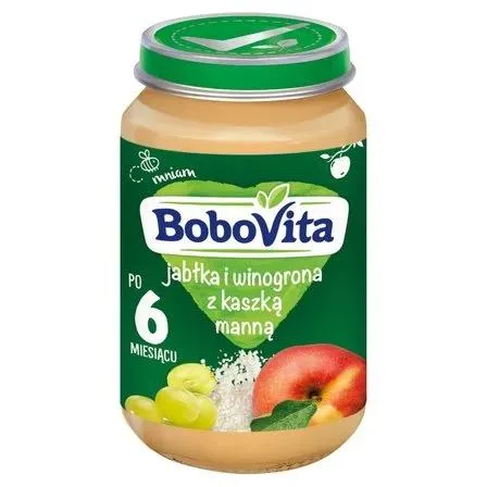 BOBOVITA JABŁKA I WINOGRONA Z KASZKĄ MANNĄ PO 6 MIESIĄCU 190 G 0.19 kg