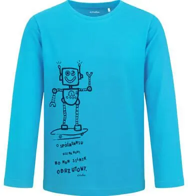 T-shirt z długim rękawem dla chłopca, z robotem, niebieski 3-8 lat