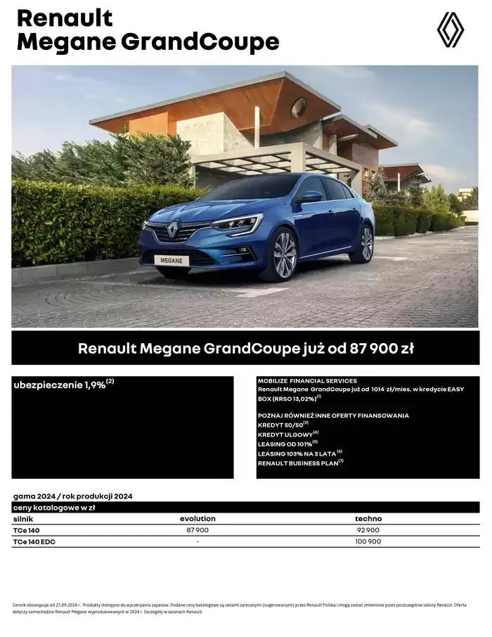 Gazetka Renault Megane Grandcoupé od 28 września do 28 września 2025 - Strona 1