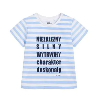 T-shirt dla dziecka do 2 lat, z napisem,w błękitne paski