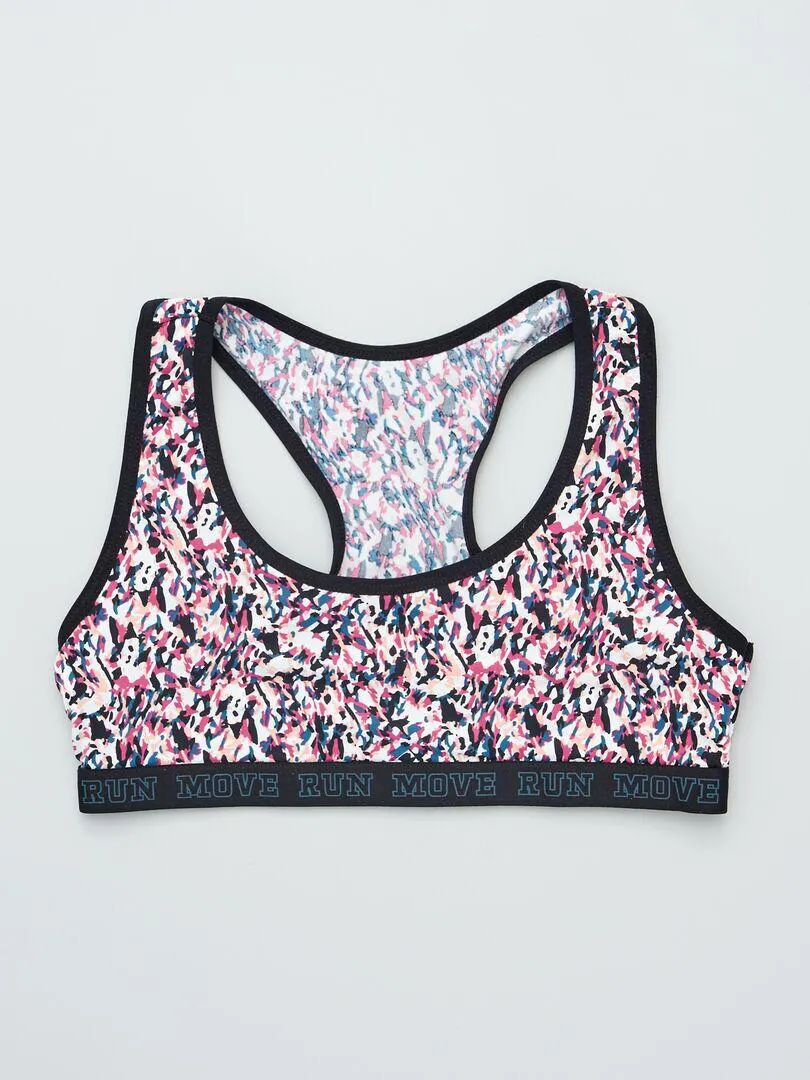 Brassière imprimée 'Petit Beguin' - rose/noir