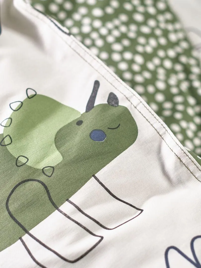 Parure de lit 'dinosaures' - 1 personne - Blanc/vert