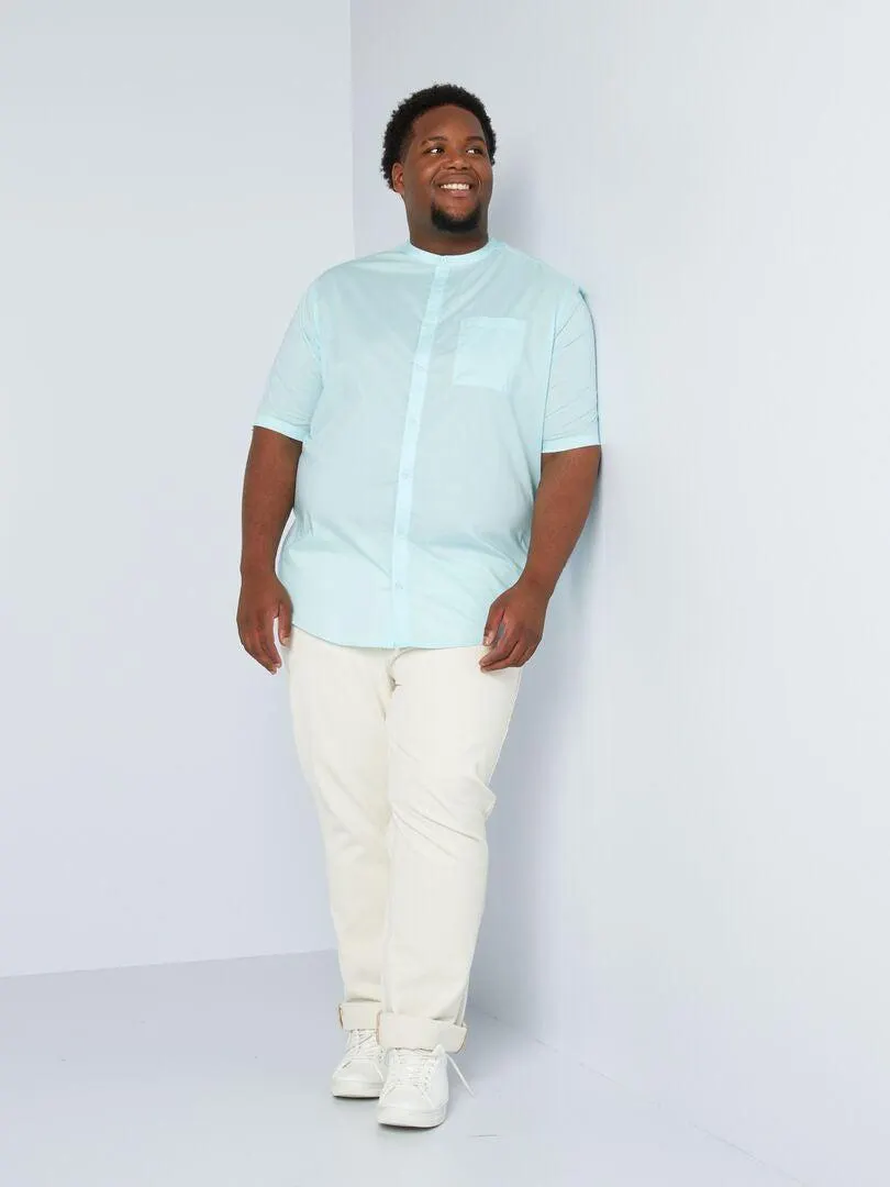 Chemise droite à col mao - bleu clair