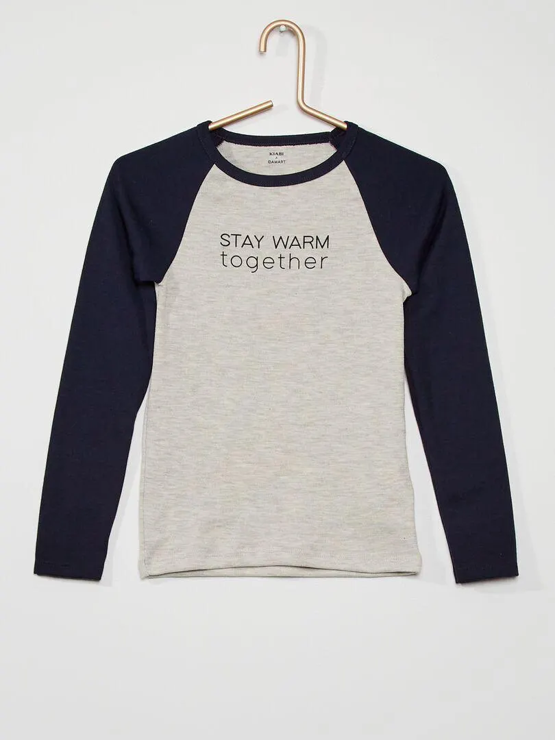 T-shirt à col rond 'Damart' - bleu/gris