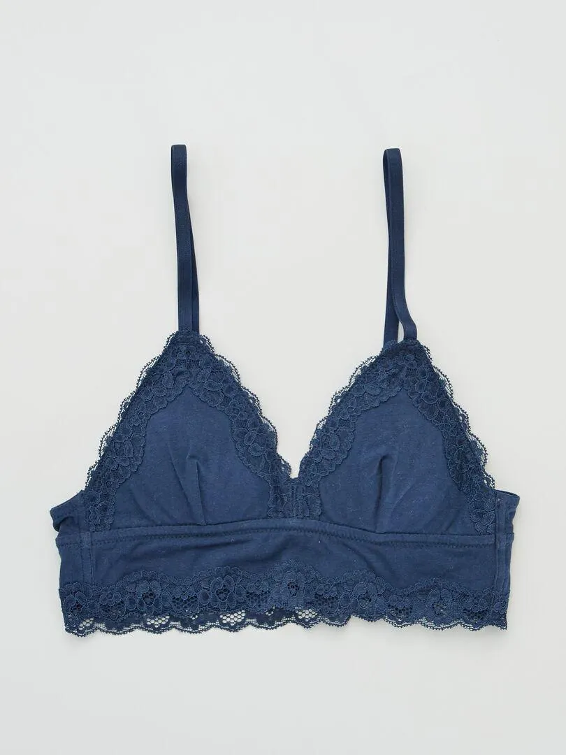 Soutien gorge en jersey avec dentelle - Bleu