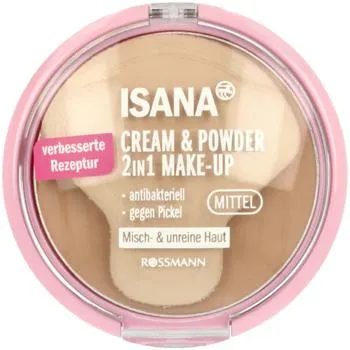 ISANA krem i puder do twarzy, 2w1, antybakteryjny, Średni 9 g, nr kat. 251566