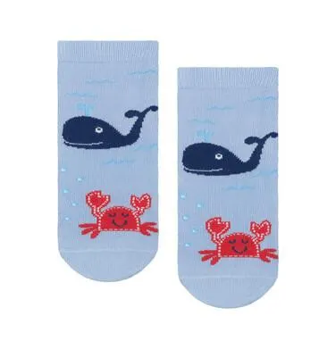 Skarpetki dziecięce, z wielorybem i krabem, niebieskie