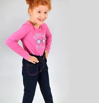 Spodnie jeansowe paperbag dla dziewczynki, 2-8 lat