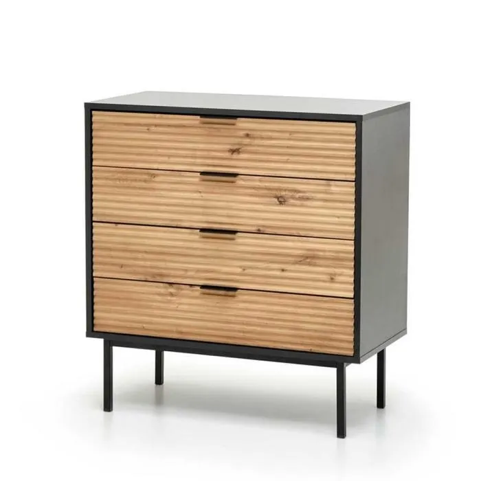 Komoda z szufladami industrialna dąb artisan/czarny 80cm MURANO