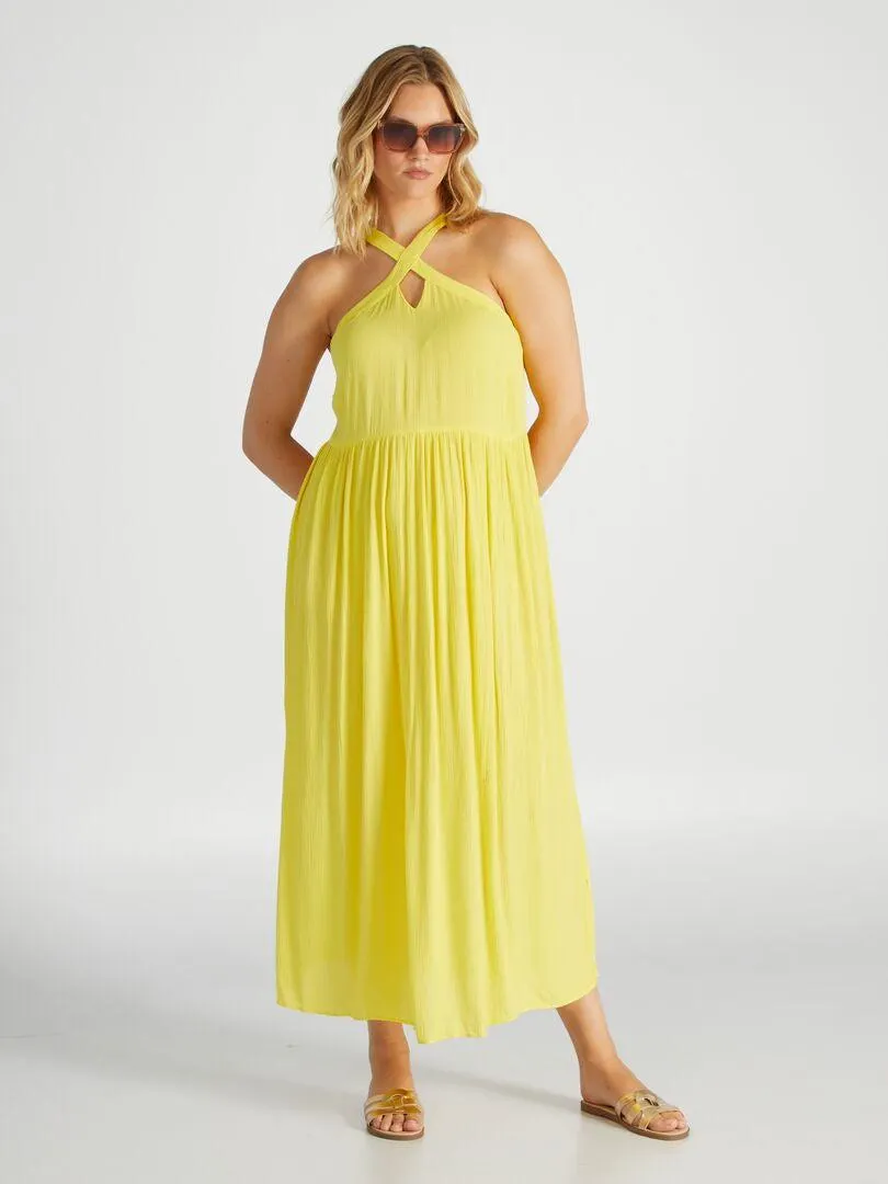 Robe longue col croisé - Jaune