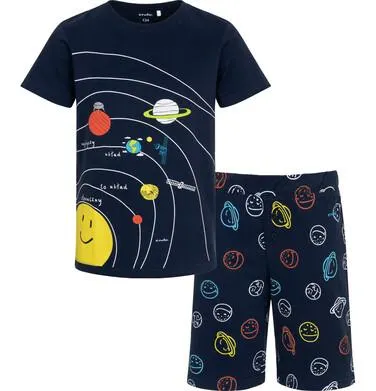 Piżama z krótkim rękawem dla chłopca, z układem słonecznym, granatowa 9-13 lat