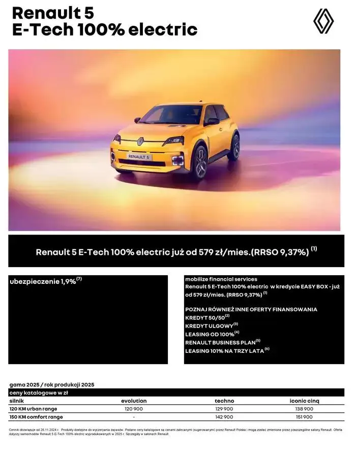 Gazetka Renault 5 E-Tech 100% Electric od 27 listopada do 27 listopada 2025 - Strona 1