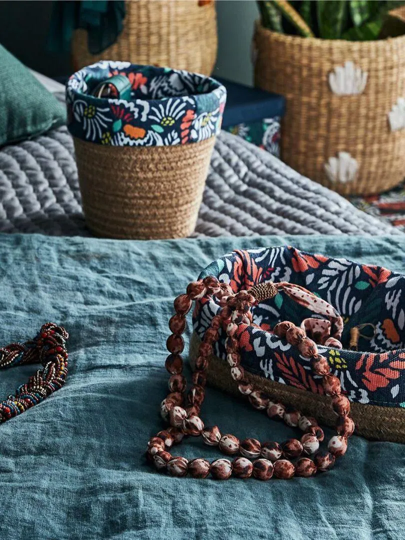 Petit panier en corde - Beige/marine