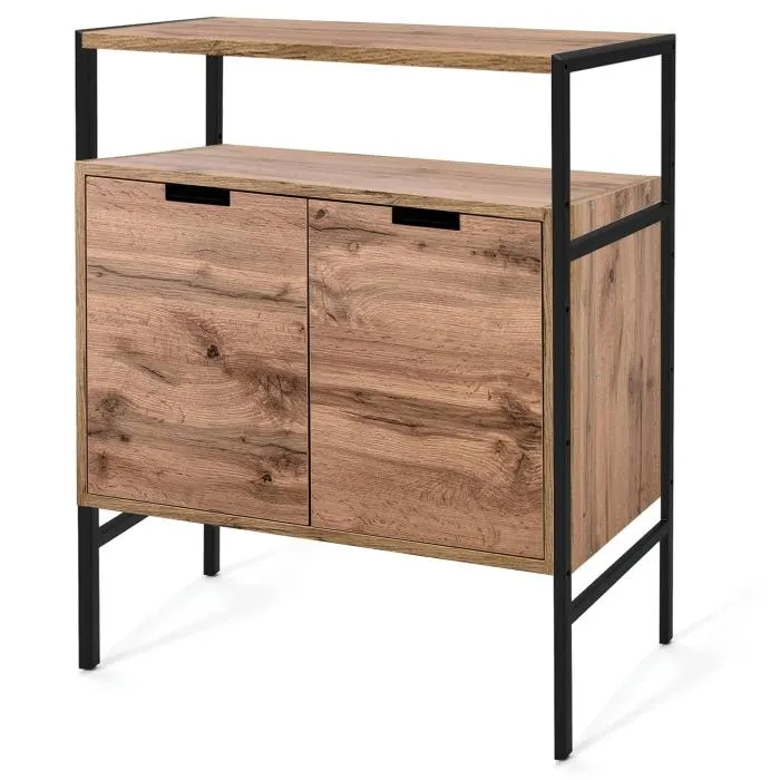 Szafka dwudrzwiowa z dodatkową półką dąb wotan ze stelażem 80 cm CUBE