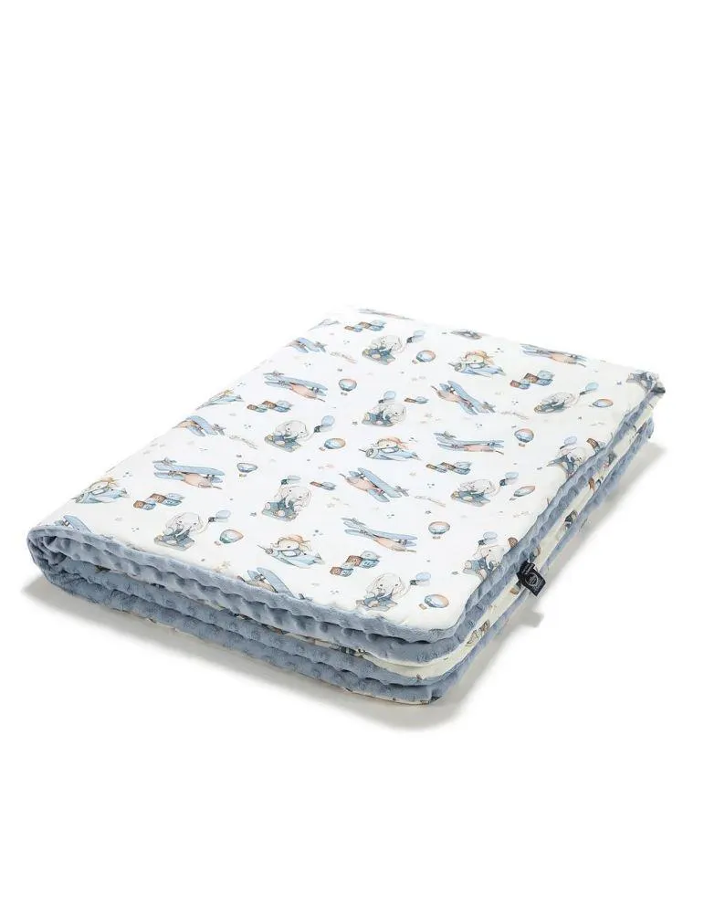 La Millou Ciepły koc bawełniany z minky M ( Simbo by Maja Hyży - Wind Blue )