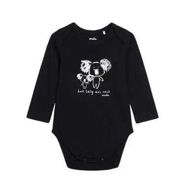 Body z długim rękawem dla dziecka do 2 lat, z napisem bez taty ani rusz, czarne