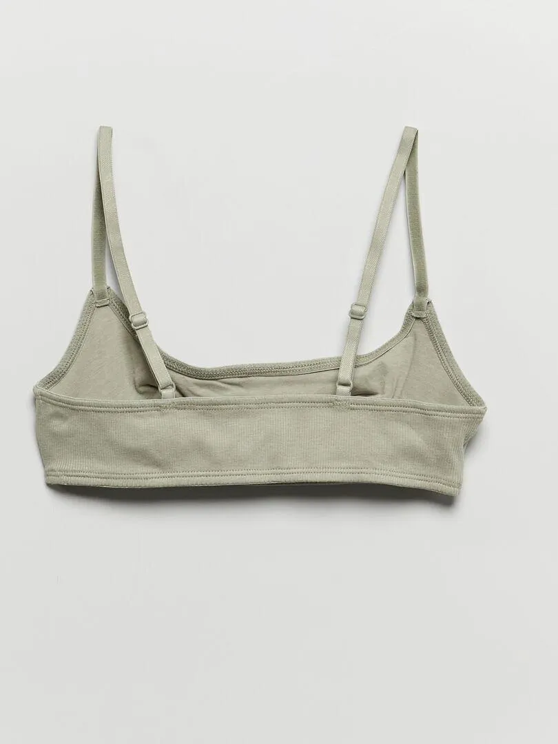 Brassière en maille côtelée - Vert