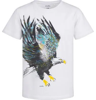 T-shirt z krótkim rękawem dla chłopca, z orłem, biały 9-13 lat