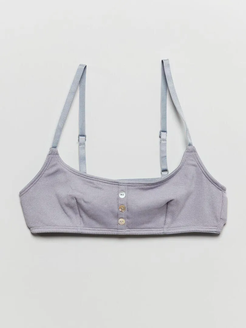 Brassière en maille côtelée - Bleu gris