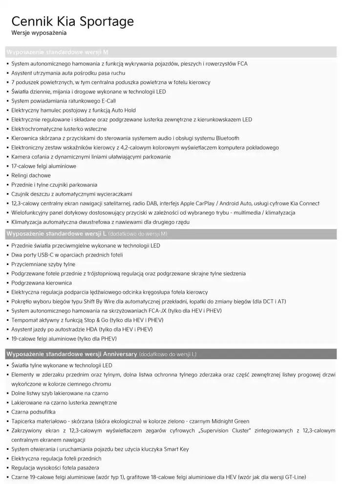 Gazetka Kia Sportage Cennik 2025  od 21 lutego do 31 grudnia 2025 - Strona 6