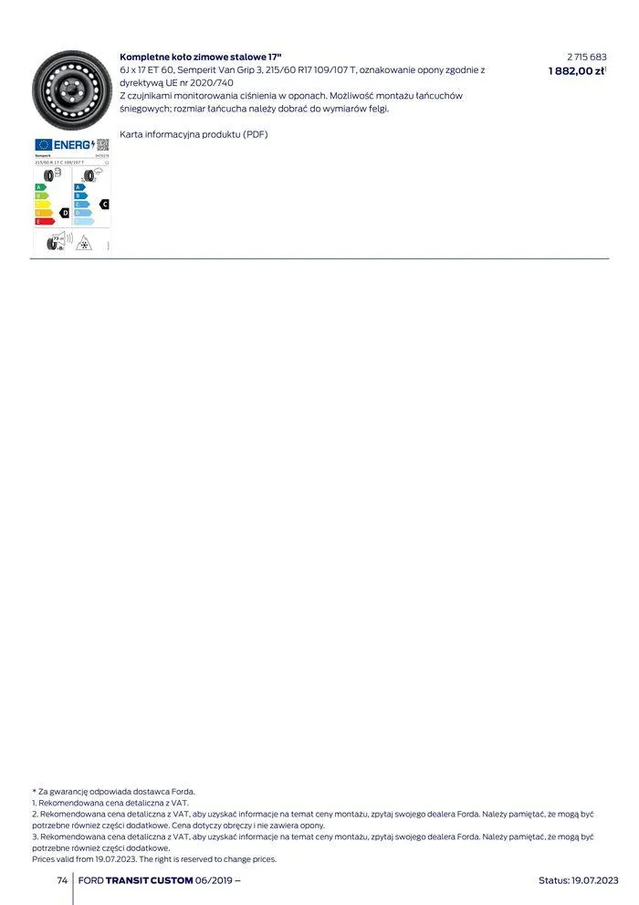 Gazetka NOWY FORD TRANSIT CUSTOM od 16 kwietnia do 16 kwietnia 2025 - Strona 74