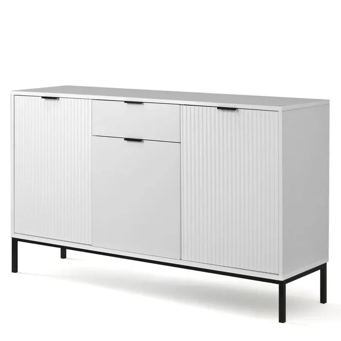 Komoda z ryflowanymi frontami RYFEL 3D1S 154 cm biała