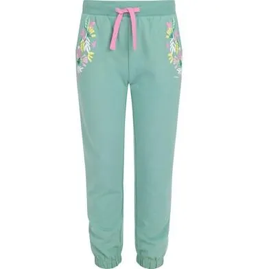 Spodnie dresowe dla dziewczynki, z motywem kwiatowym, zielone 3-8 lat
