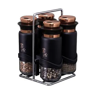 Przyprawniki na stojaku 120 ml Black Rose, czarno-złote