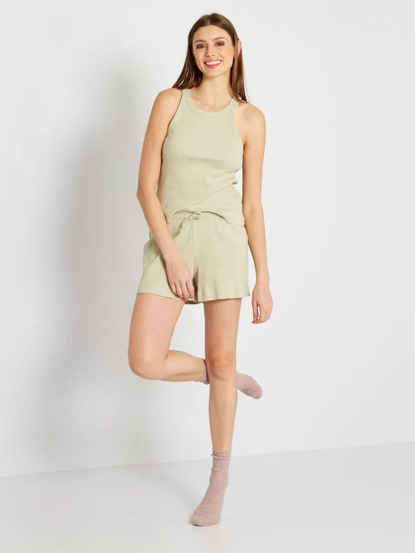 Pyjama court short + débardeur - 2 pièces - Vert
