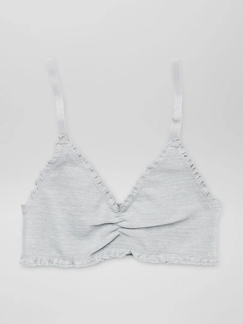 Lot de 2 brassières en maille côtelée - Gris/blanc