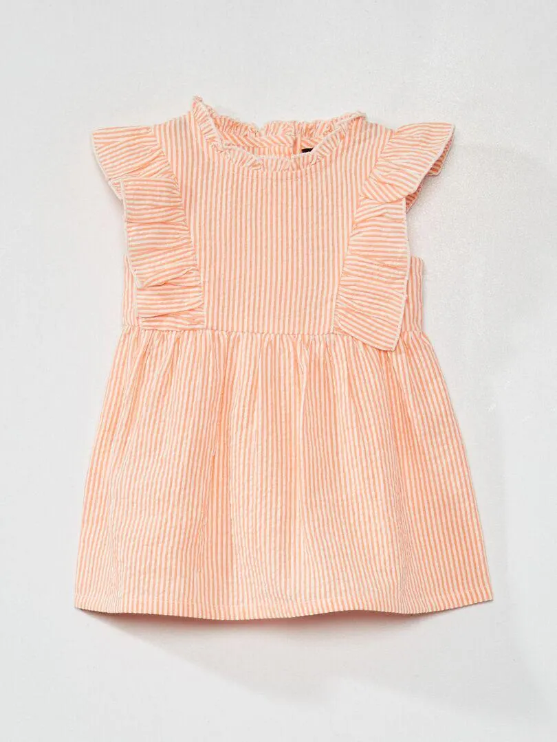 Robe à rayures en coton - Blanc