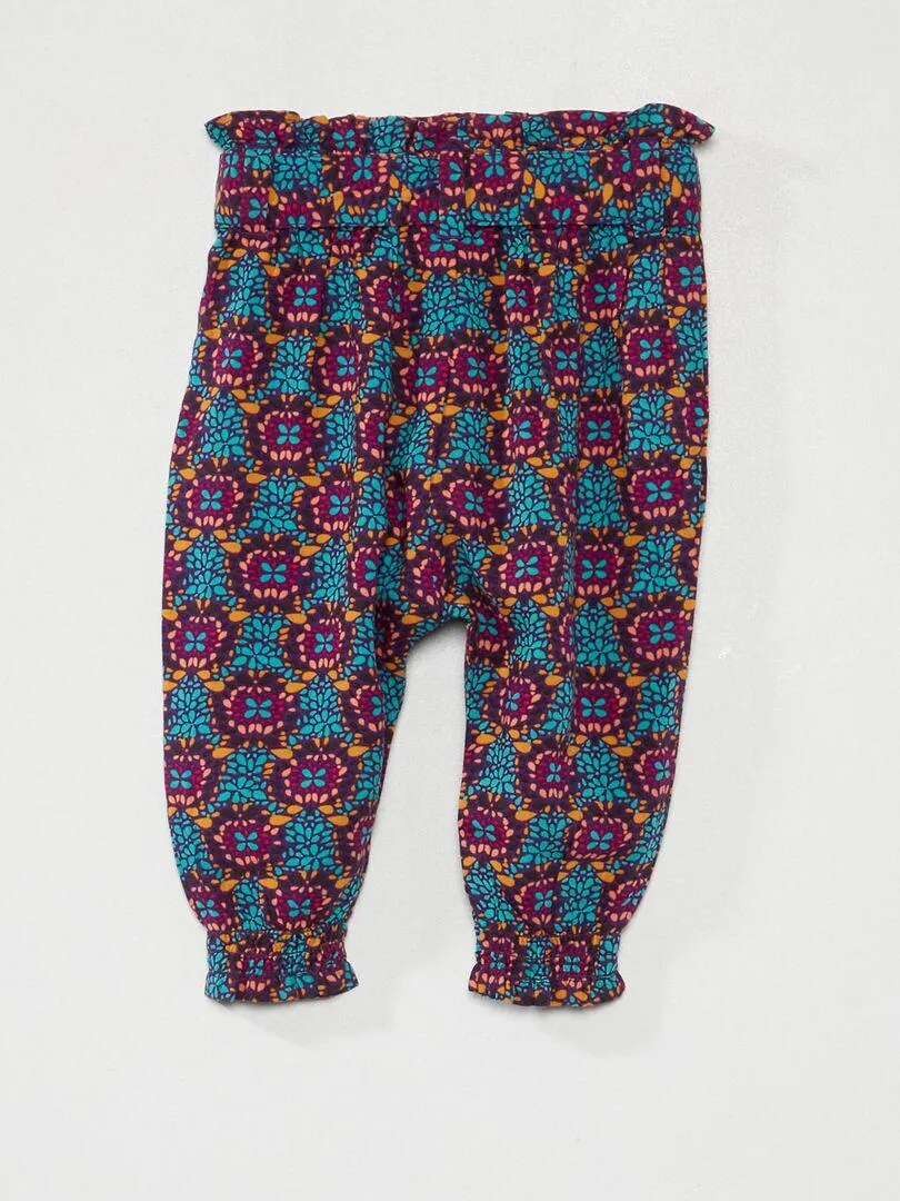 Pantalon fluide avec imprimé - Violet