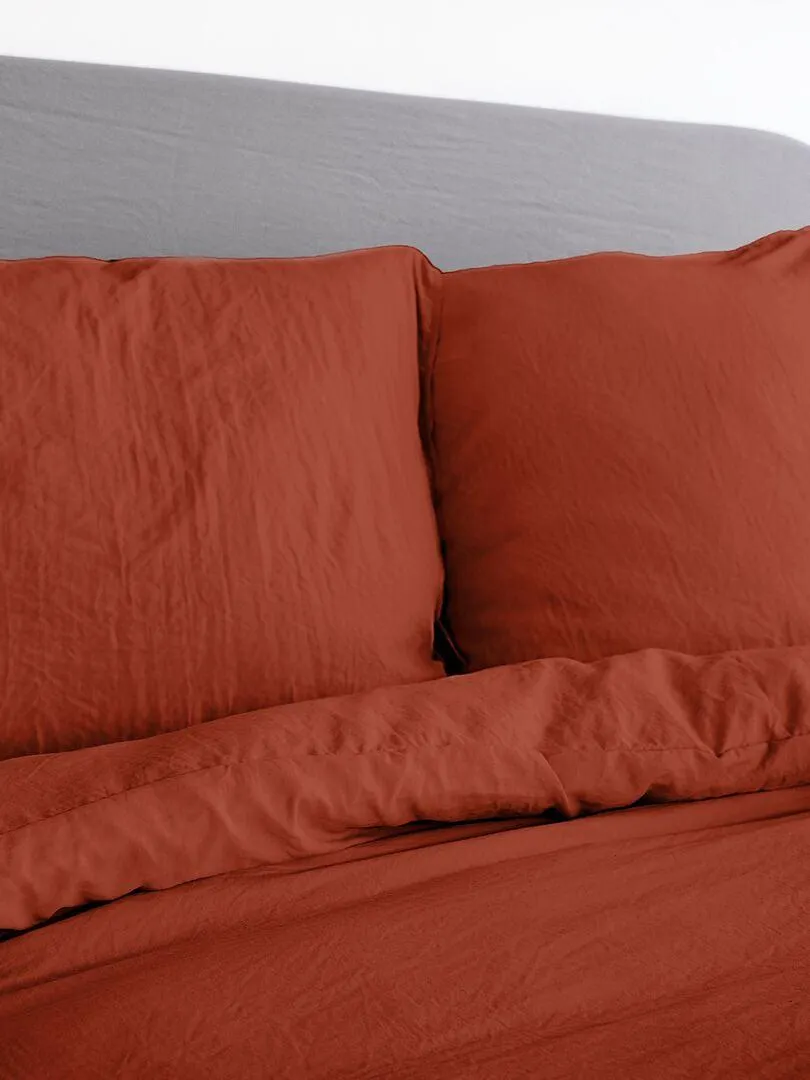 Parure de lit unie ultra douce - 2 personnes - Terracotta