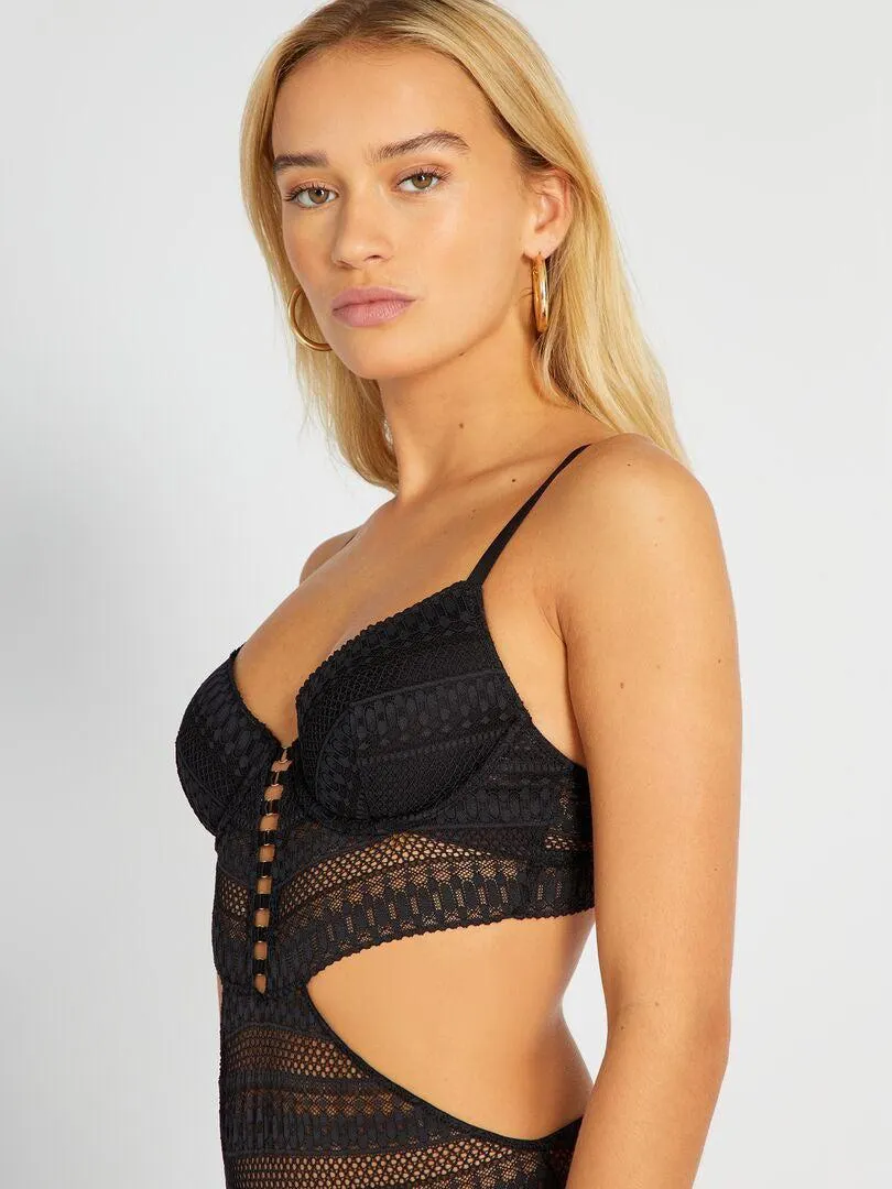 Body push-up en dentelle - noir