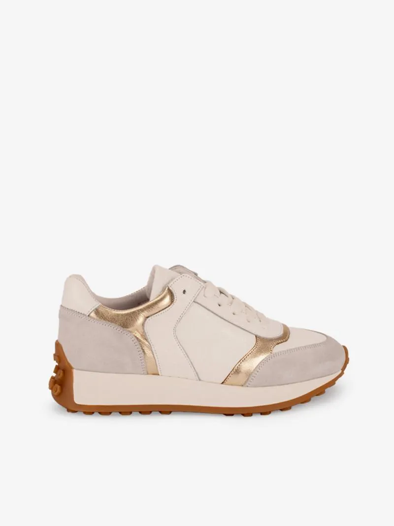 SAPATILHA MULTIPEÇA COMBINADA EM PELE DE ATACADOR COM SOLA ESTILO RETRO RUNNING