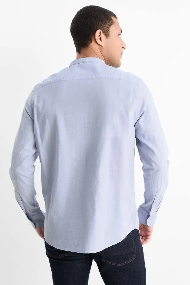 Shirt - regular fit - band collar