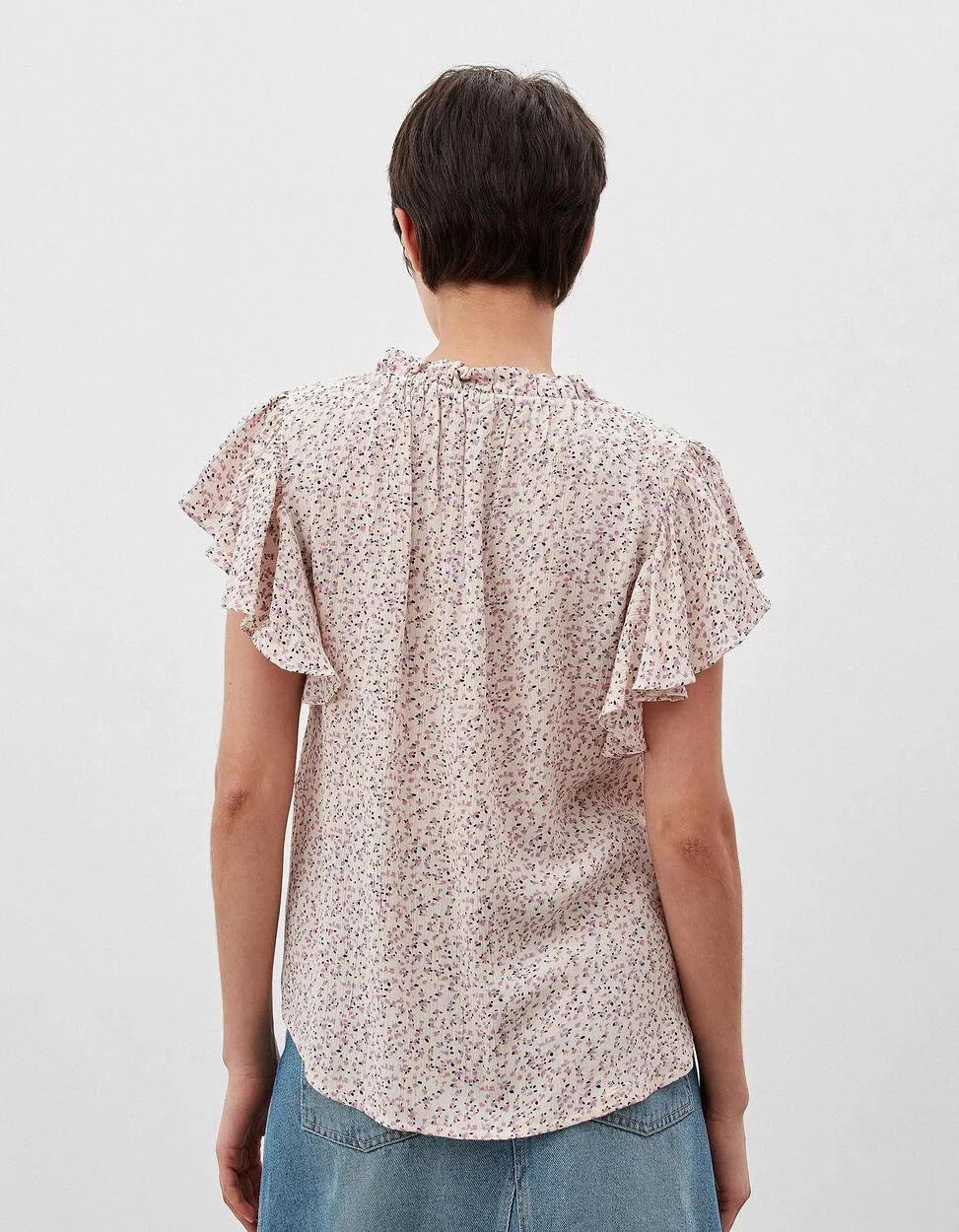 Blusa Estampada Folhos, Mulher, Branco