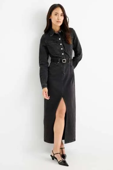 Denim shirt dress with belt